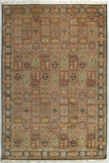 Индийский шелковый ковер Хешти, размер 218x319 см, ручная работа