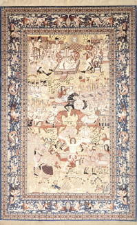 Персидский шелковый ковер, размер 197x303 см, ручная работа