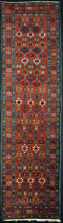 Антикварная кавказская дорожка, размер 105x440 см, ручная работа