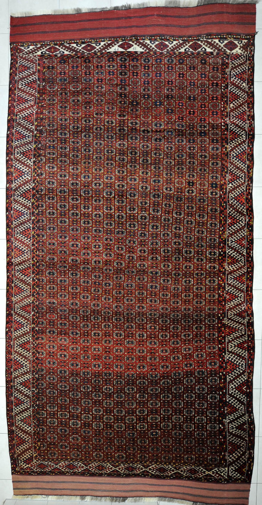 Антикварный ковер Кизил Аяк, размер 229x450 см, ручная работа
