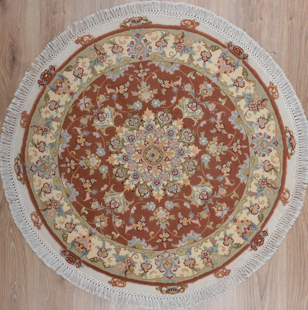 Круглый ковер Табриз, размер 110x110 см, ручная работа