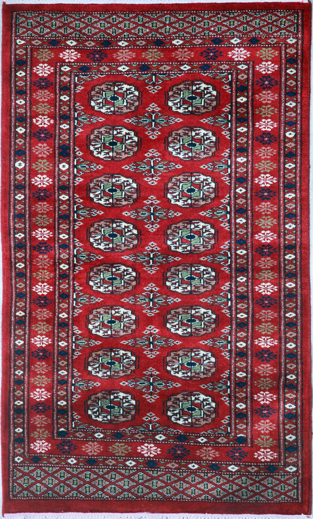 Ковер с туркменским дизайном, размер 75x124 см, ручная работа