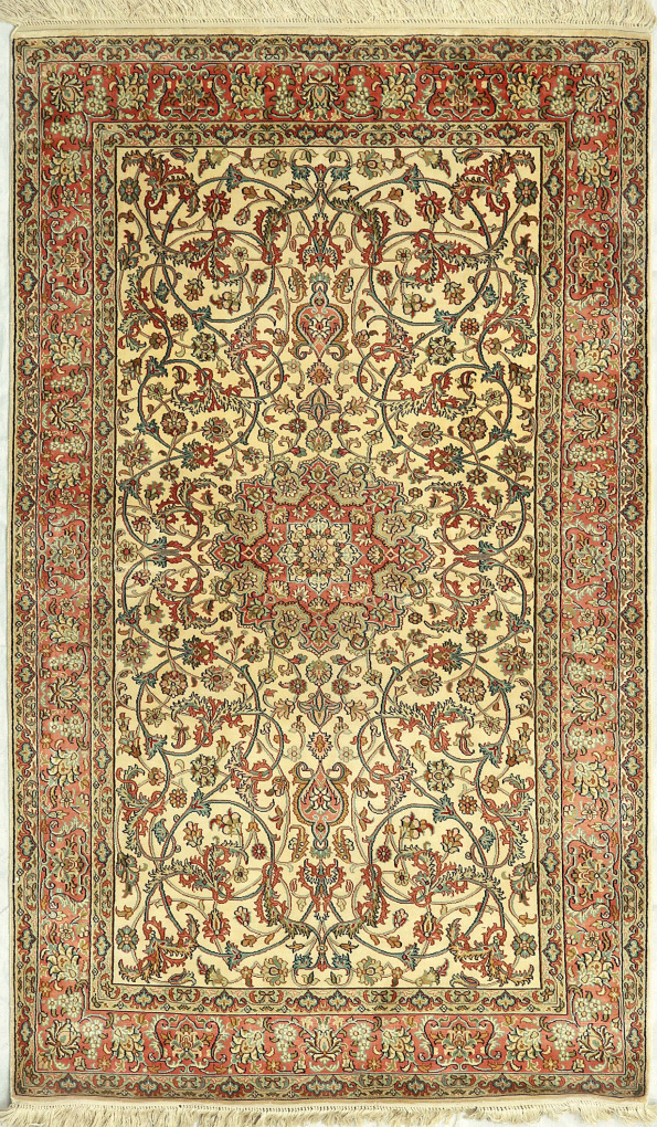 Кашмирский шелковый ковер, размер 97x161 см, ручная работа