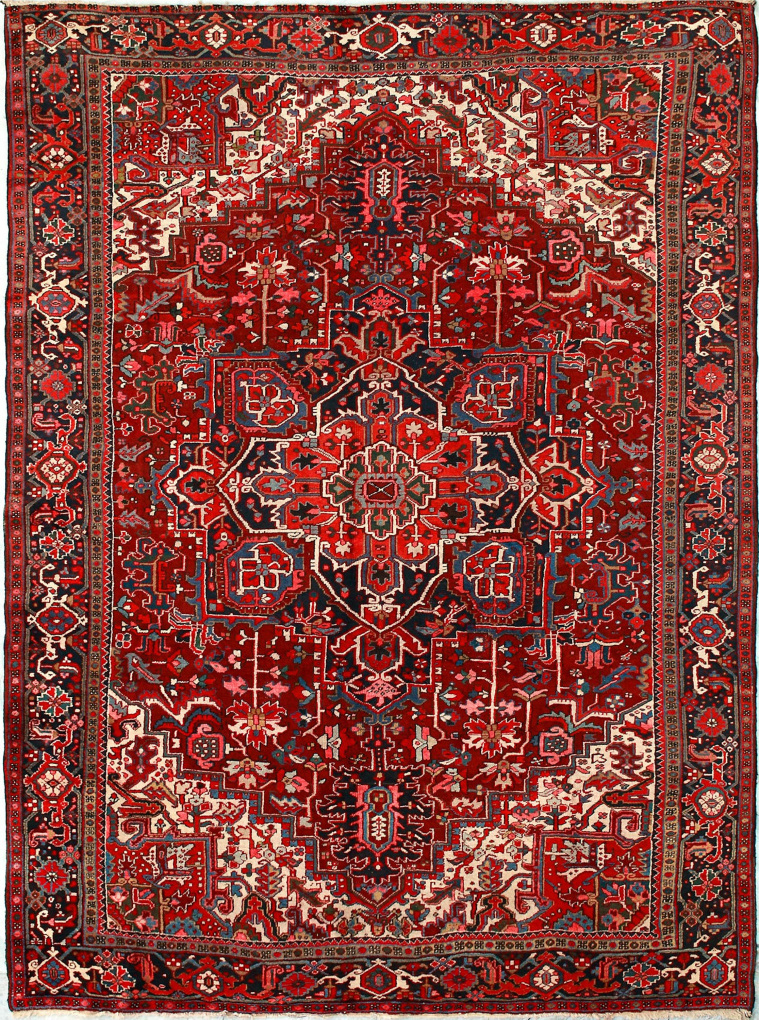 Антикварный ковер Хериз, размер 296x390 см, ручная работа