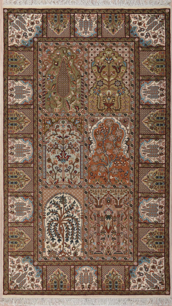 Ковер Райский сад, размер 96x163 см, ручная работа