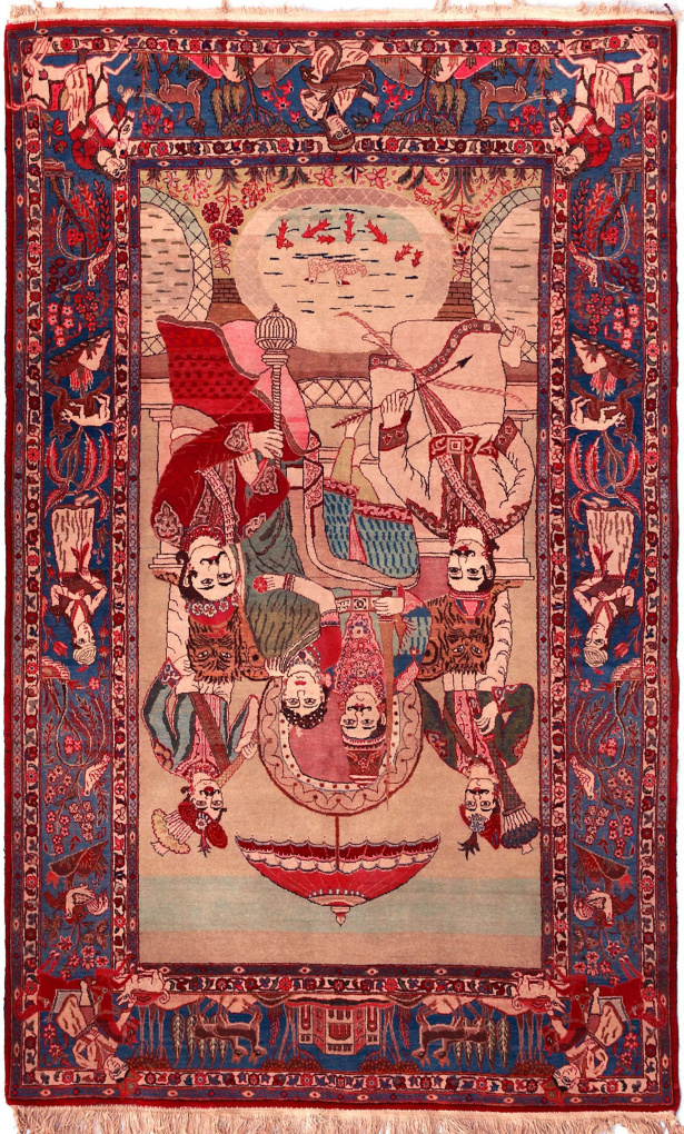 Антикварный Керман, размер 132x218 см, ручная работа