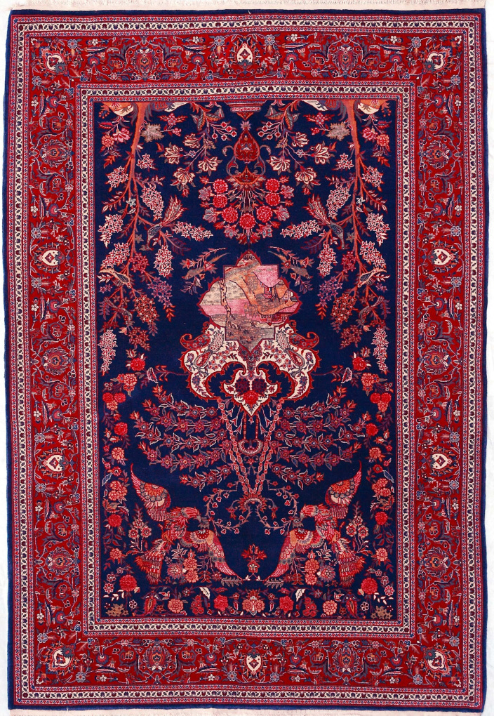 Антикварный Кашан, размер 136x202 см, ручная работа
