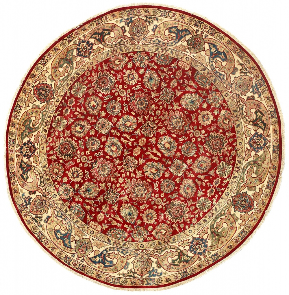 Индийский круглый ковер, размер 303x303 см, ручная работа