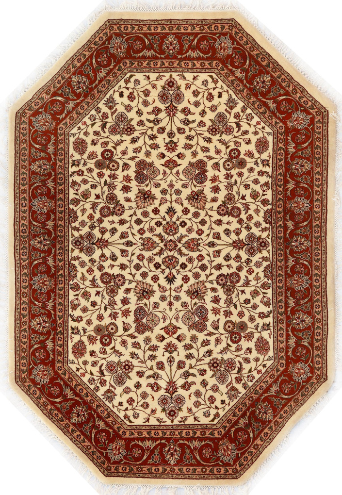 Восьмиугольный ковер, размер 126x182 см, ручная работа