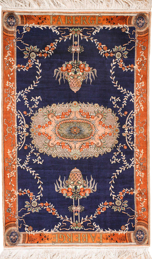 Шелковый ковер Faberge, размер 77x123 см, ручная работа