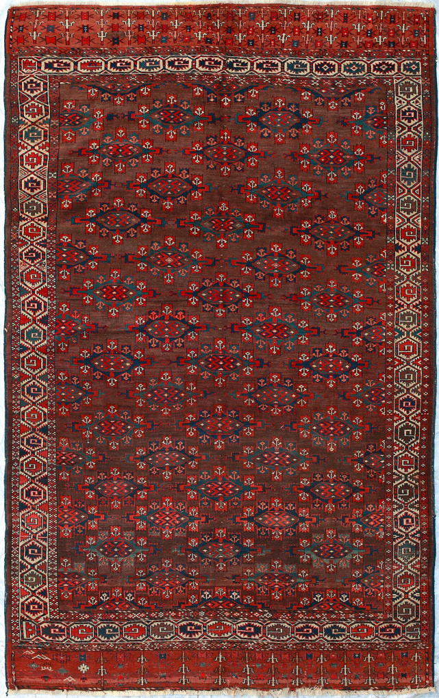 Антикварный ковер Йомут, размер 187x299 см, ручная работа