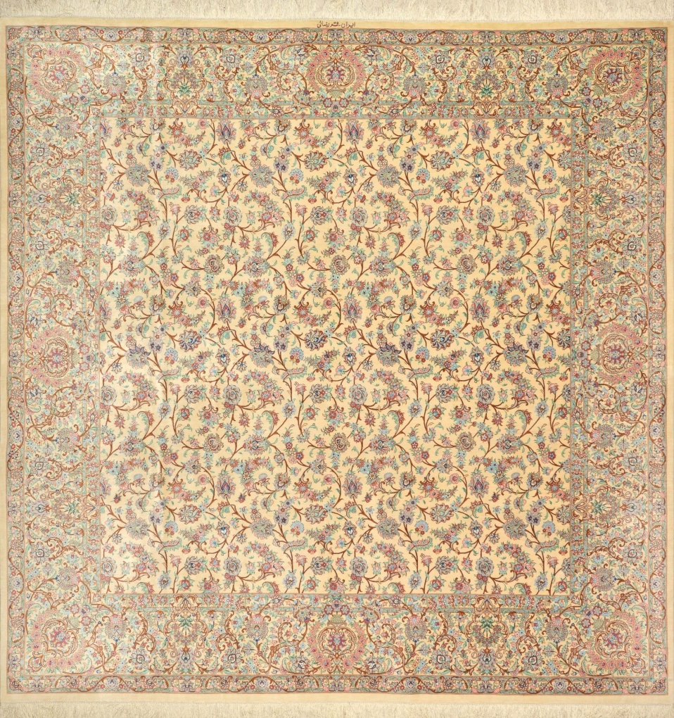 Персидский шёлковый ковер Кум, размер 247x247 см, ручная работа