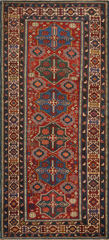 Антикварный ковер, размер 132x288 см, ручная работа