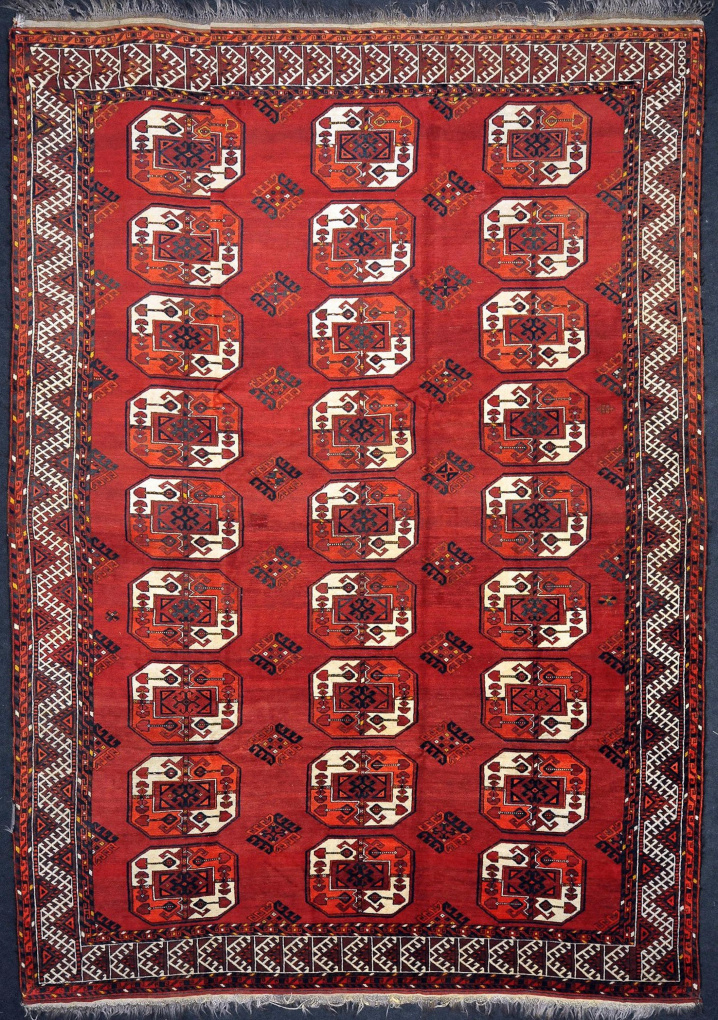 Антикварный ковер Эрсари , размер 252x379 см, ручная работа