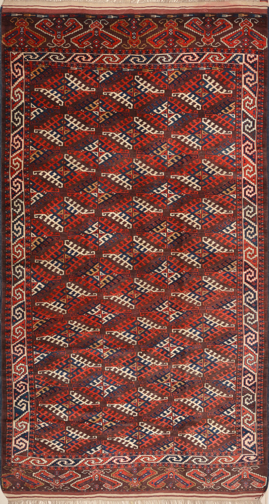 Антикварный ковер Йомут, размер 180x338 см, ручная работа