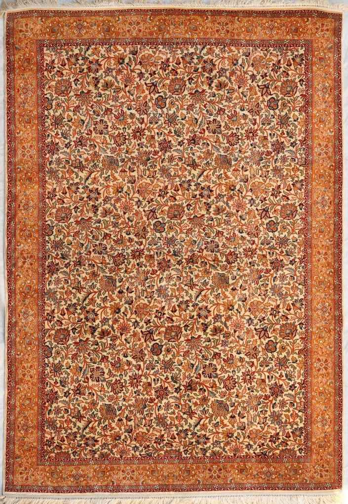 Кашмирский шелковый ковер, размер 127x187 см, ручная работа