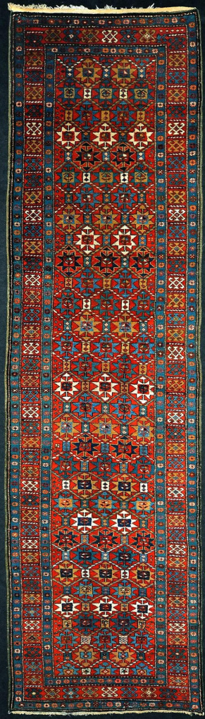 Антикварная кавказская дорожка, размер 105x440 см, ручная работа